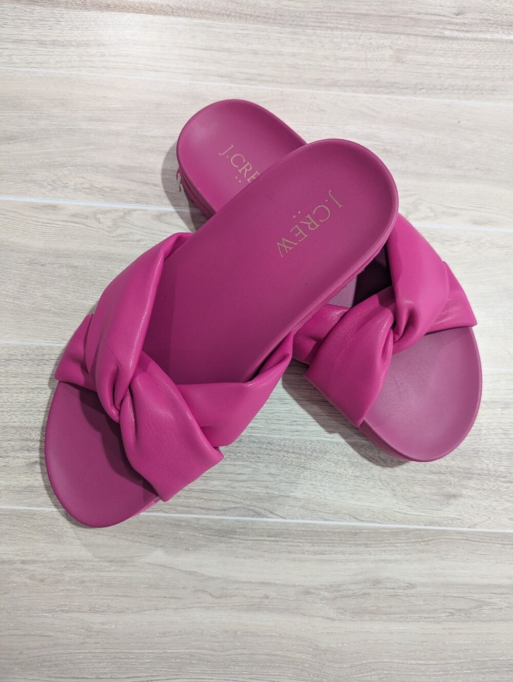 J. Crew Hot Pink Crisscross Slides Sz 8.5 *EUC **See Size Note